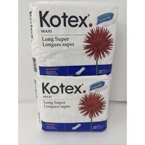 LOT OF 2 Vintage 2004 Kotex Maxi Long Super Pads 22 Pads NOS Sealed